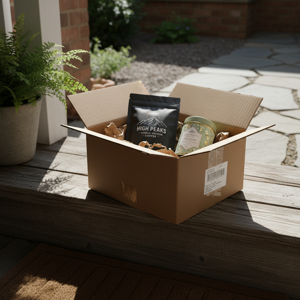 Lieferbox mit Kaffee und Tee